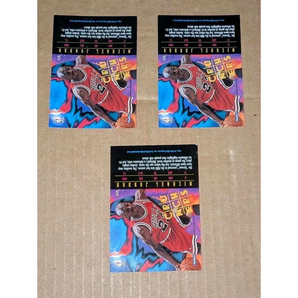 1995 MICHAEL JORDAN NBA HOOPS CRUNCHERS #1 BASKETBALL CARD LOT OF 3 - Picture 2 of 2